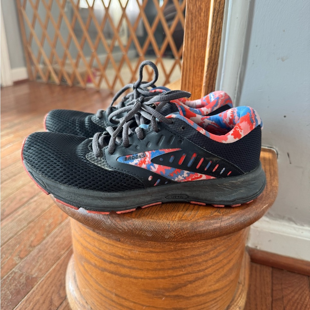 Brooks Black with Red and Blue Accents Running Shoes